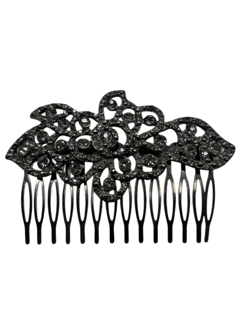 Vintage Style Silver Rhinestone Hair Comb - Victorian Prom Wedding Headpiece